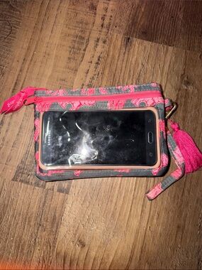 Simply Southern Pink Paisley Gray Clear-Front Wristlet Phone Case